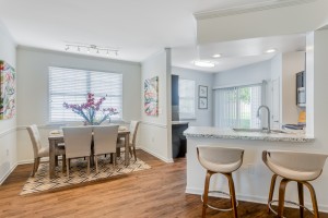 Two Bedroom Apartments in Limerick, PA - Model Dining Room Nook and Kitchen Breakfast Bar 