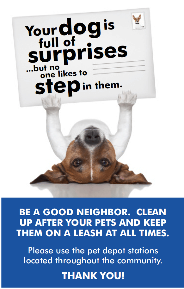 Pet Friendly apartments just got even better with a dog holding a sign that says your dog is full of surprises.