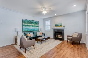 Two Bedroom Apartments in Limerick, PA - Model Living Room with Fireplace 